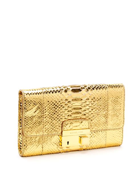 michael kors gold python clutch|Michael Kors gold wristlets.